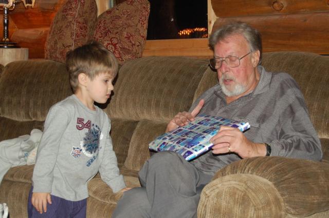Cassidy gives Grandpapa a present